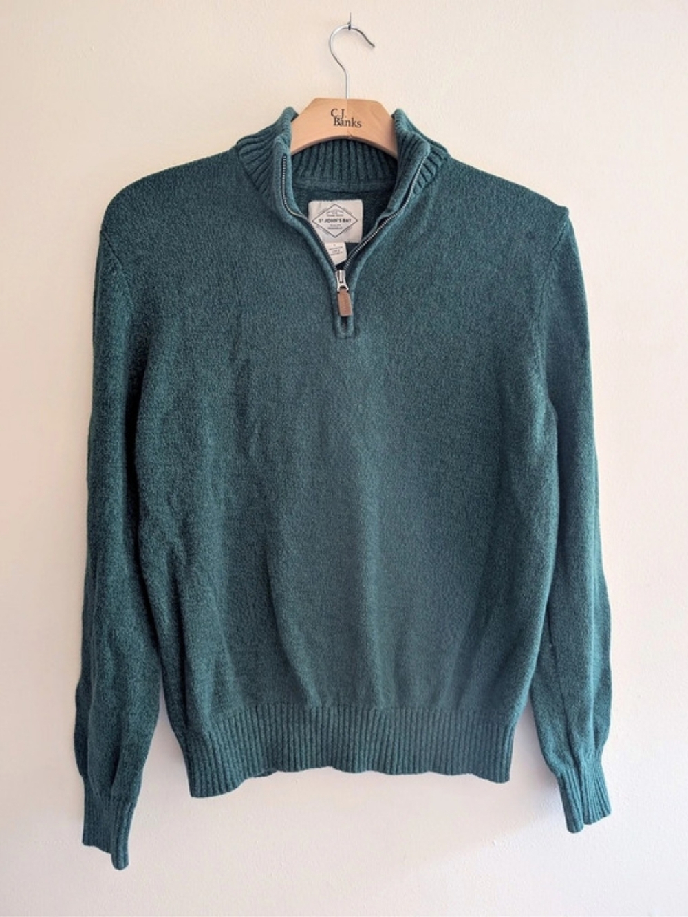 St. John's Bay Men's Green Zip-Up Sweater